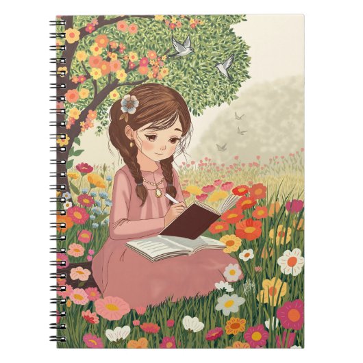 Caderno Espiral com Foto Menina escrevendo Notizblock (Vorderseite)