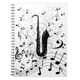 Caderno Espirale musicom saxofone Notizblock