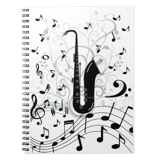 Caderno Espirale musicom saxofone Notizblock (Vorderseite)