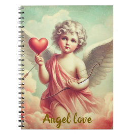 caderno personalizado anjo cupido com coração notizblock