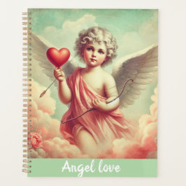 caderno personalizado anjo cupido com coração planer
