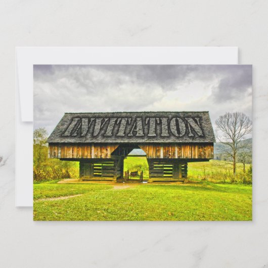 Cades Bucht-freitragende Scheune am Tipton Platz Einladung (Vorderseite)