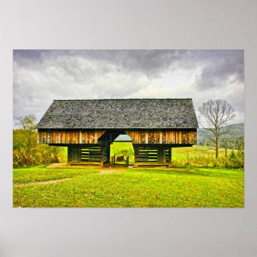Cades Cove Cantilever Barn am Platz Tipton Poster (Vorne)