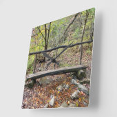 Cades Cove Fall Mountains Wanderbrücke Quadratische Wanduhr (Winkel)