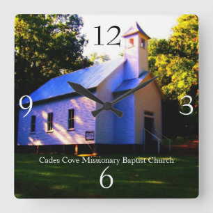 Cades Cove Missionary Baptist Church Wall Clock Quadratische Wanduhr