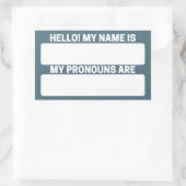 Cadet Blue Name & Pronoun Labels Rechteckiger Aufkleber (Tasche)