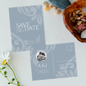 Cadet Gray Classic Script Wedding Save the Date Ankündigungspostkarte