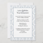Cadet Gray Damask Theme Wedding Custom Einladung (Vorderseite)