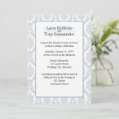 Cadet Gray Damask Theme Wedding Custom Einladung (Stehend Vorderseite)