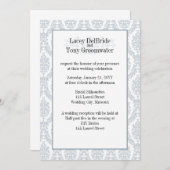 Cadet Gray Damask Theme Wedding Custom Einladung (Vorne/Hinten)