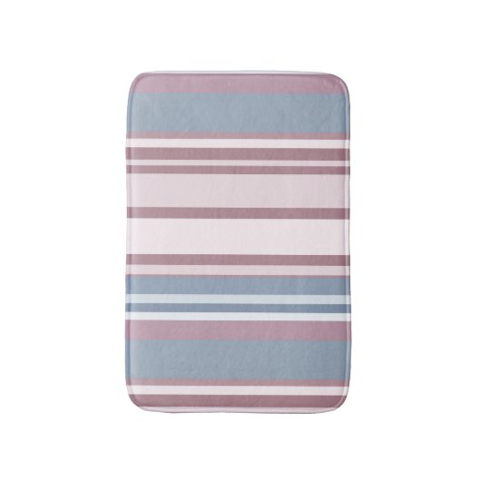 Cadet Grey and Desaturated Rose Stripes Badematte (Vorderseite Vertikal)