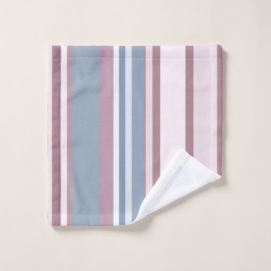 Cadet Grey and Desaturated Rose Stripes Badhandtuch Set (Waschlappen)