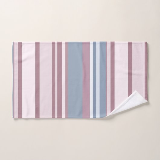 Cadet Grey and Desaturated Rose Stripes Badhandtuch Set (Handtuch)
