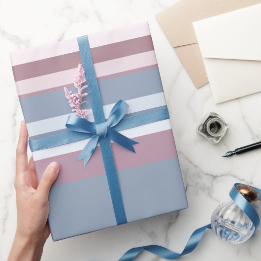 Cadet Grey and Desaturated Rose Stripes Geschenkpapier (Schenken)