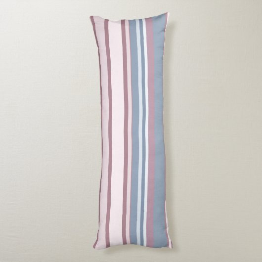 Cadet Grey and Desaturated Rose Stripes Seitenschläferkissen (Rückseite (Vertikal))