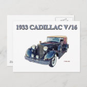 CADILLAC 1933 V/16 POSTKARTE (Vorne/Hinten)