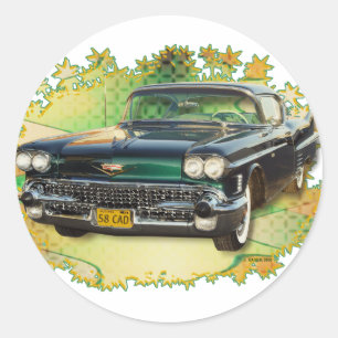 CADILLAC 1958 #2 RUNDER AUFKLEBER