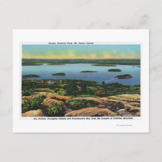 Cadillac Gipfel Aussicht auf Bar Hafen Postkarte (Vorderseite)
