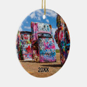Cadillac Ranch, Amarillo, Texas Keramik Ornament (Rechts)