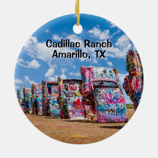 Cadillac Ranch, Amarillo, Texas Keramik Ornament (Hinten)