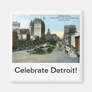 Cadillac Square, Detroit MI Vintage Magnet