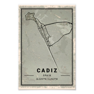 Cadiz map print poster canvas  