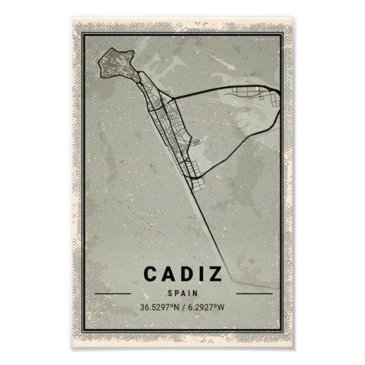 Cadiz map print poster canvas | (Vorne)