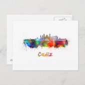 Cadiz skyline im Watercolor Postkarte (Vorne/Hinten)