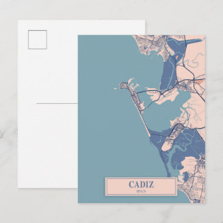 Cadiz Spain Breezy City Map Travel Postkarte