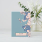 Cadiz Spain Breezy City Map Travel Postkarte (Stehend Vorderseite)