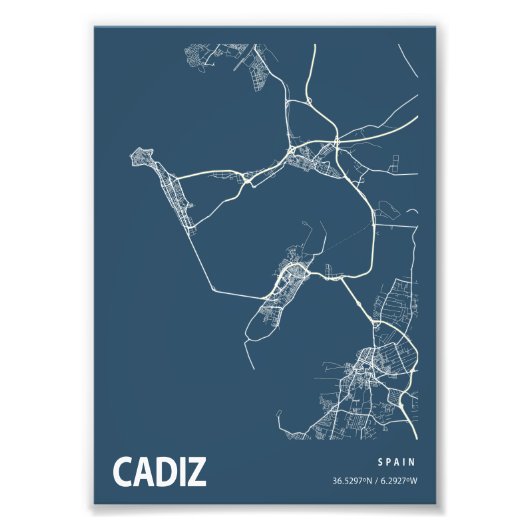 Cadiz - Spanien Blueprint City Map Fotodruck (Vorne)