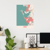 Cadiz - Spanien Chalk City Map Poster (Heimbüro)