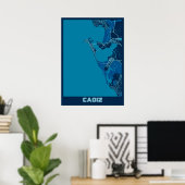 Cadiz - Spanien - Friedensstadt Karte Poster (Heimbüro)