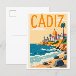 Cadiz Spanien Kunst Vintage-Illustration Reise Postkarte