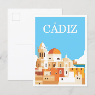 Cadiz Spanien Kunst Vintage Reise Illustration Postkarte