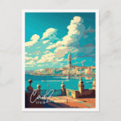 Cadiz Spanien Vintage Reise Illustration Postkarte (Vorderseite)