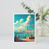 Cadiz Spanien Vintage Reise Illustration Postkarte (Stehend Vorderseite)