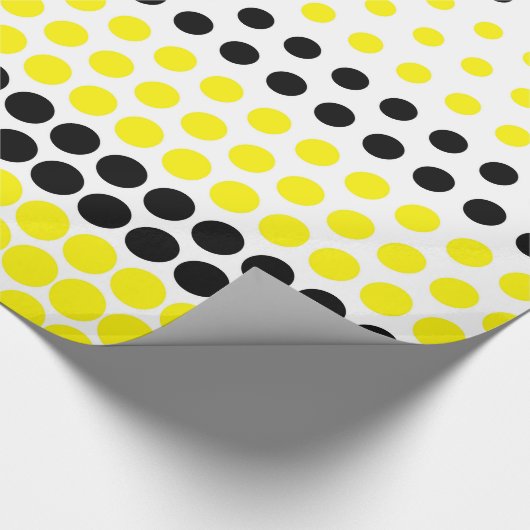 Cadmium Gelb und schwarzer Polka Dot Geschenkpapier (Ecke)