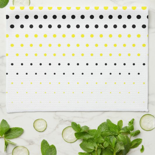 Cadmium Gelb und schwarzer Polka Dot Handtuch (Gefaltet)