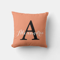 Cadmium Orange Melon Trendy Solid Color Monogram