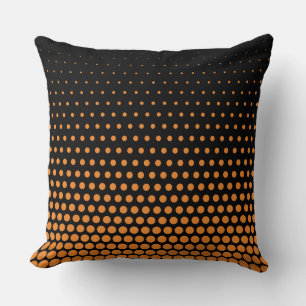 Cadmium Orange Polka Dot Modernes Schwarz Kissen