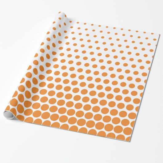 Cadmium Orange Polka Dot Modernes Weiß Geschenkpapier (Ungerollt)