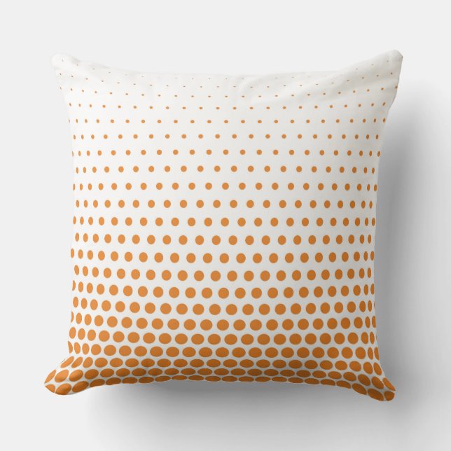 Cadmium Orange Polka Dot Modernes Weiß Kissen (Vorderseite)