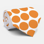 Cadmium Orange Polka Dot Modernes Weiß Krawatte (Gerollt)