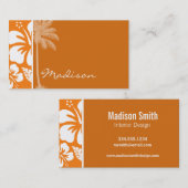 Cadmium Orange Tropischer Hibiskus; Palm Visitenkarte (Vorne/Hinten)