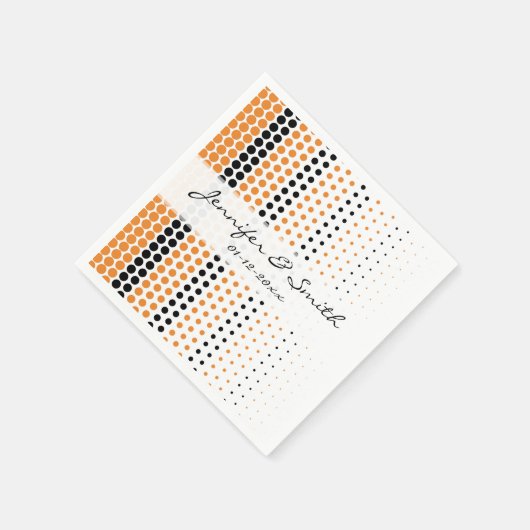 Cadmium Orange und Black Polka Dot Serviette (Ecke)