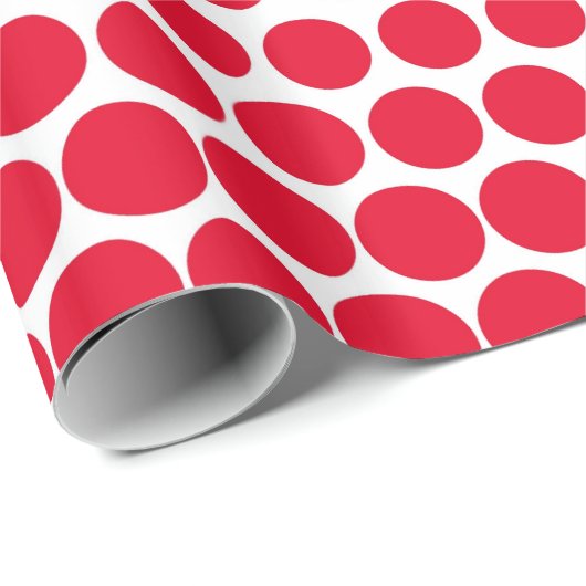 Cadmium Red Polka Dot Modern White Geschenkpapier (Rolleneckpunkt)