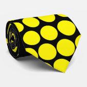 Cadmium Yellow Polka Dot Modern Black Krawatte (Gerollt)