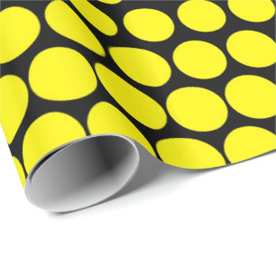 Cadmium Yellow Polka Dot Modernes Schwarz Geschenkpapier