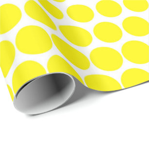 Cadmium Yellow Polka Dot Modernes Weiß Geschenkpapier